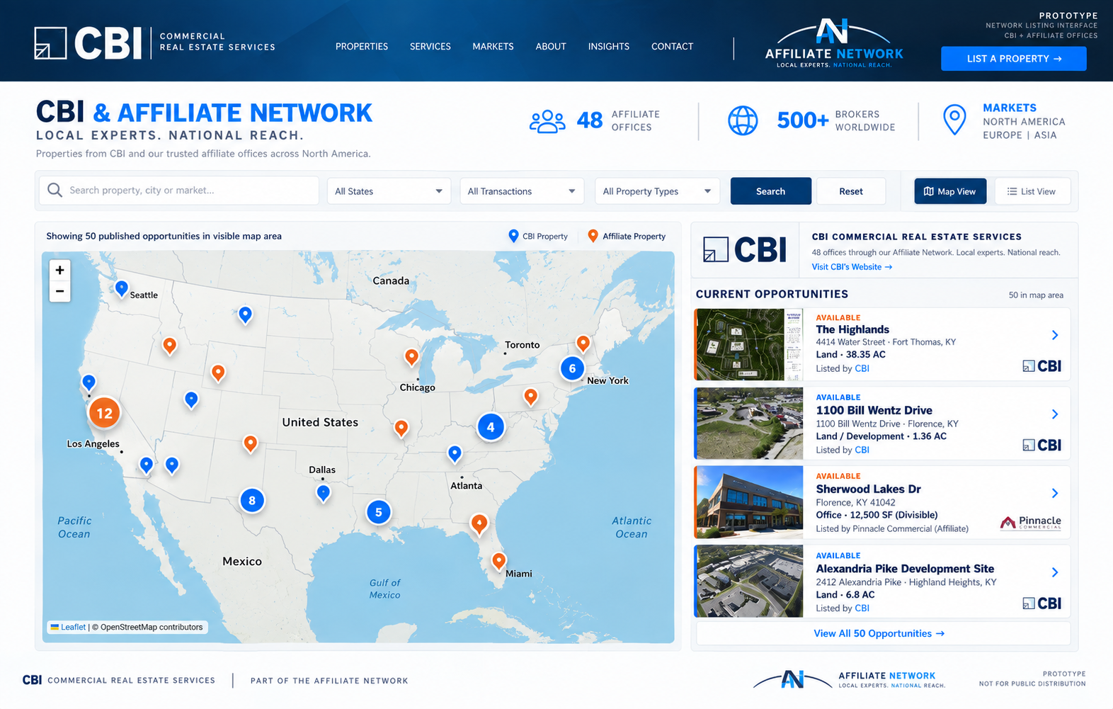 Prototype showing how the Affiliate Network could appear inside a CBI-branded property experience