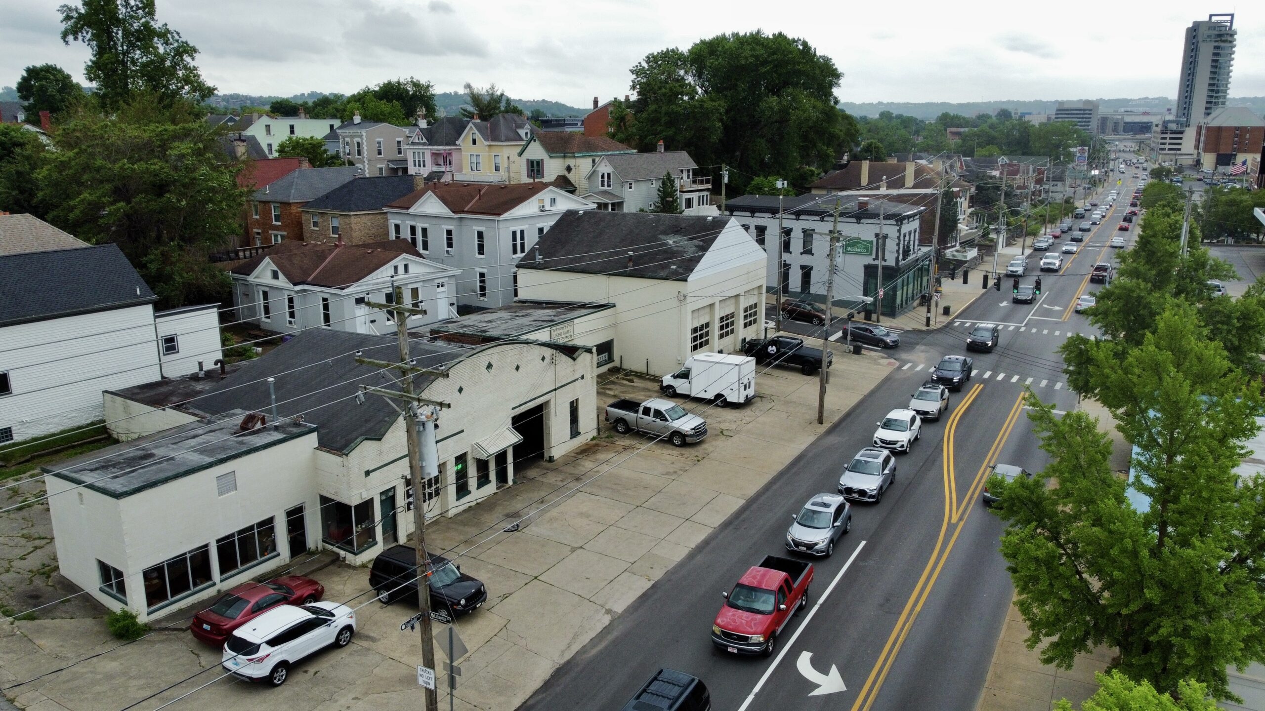 Subject property along urban commercial corridor