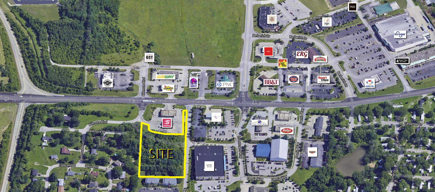 Florence KY retail development site and surrounding Mt Zion retail corridor